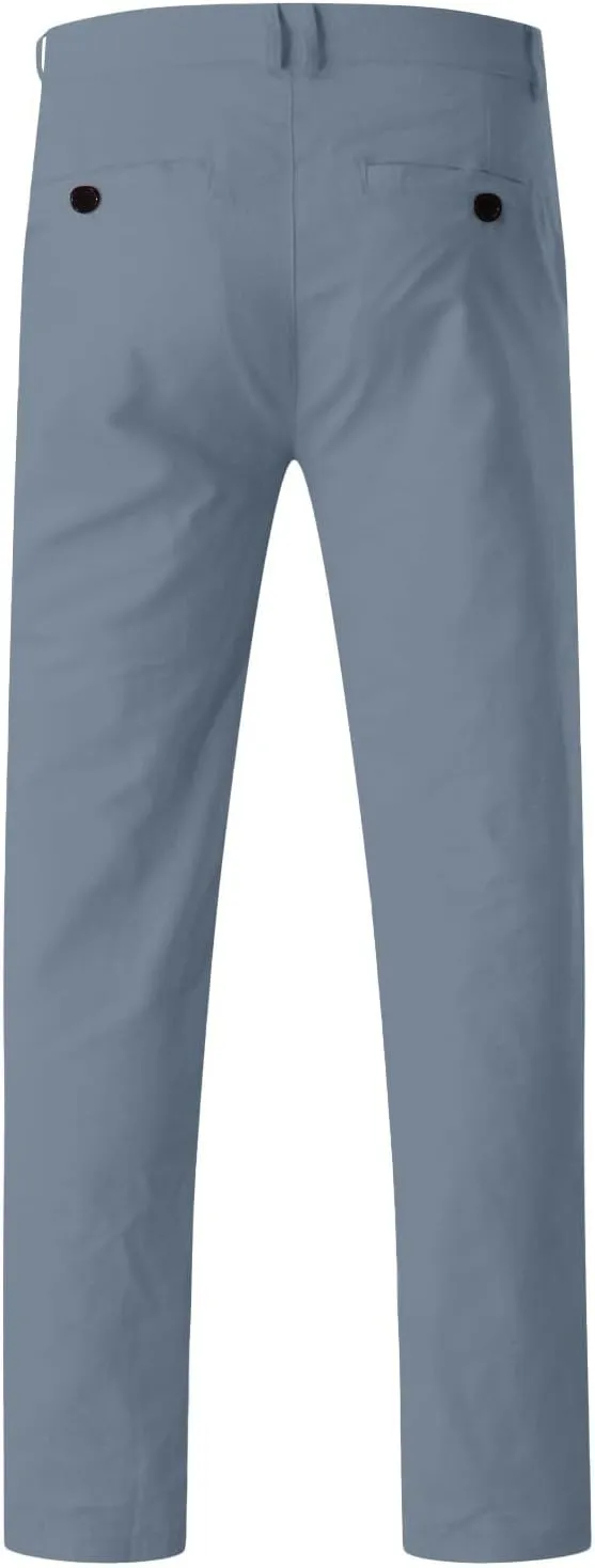 Men's Waterproof Hiking Pants Slim Fit Joggers Stretch Quick Dry Outdoor Pants with Pockets Skinny Buttoned Trousers