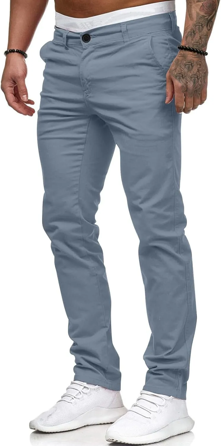 Men's Waterproof Hiking Pants Slim Fit Joggers Stretch Quick Dry Outdoor Pants with Pockets Skinny Buttoned Trousers