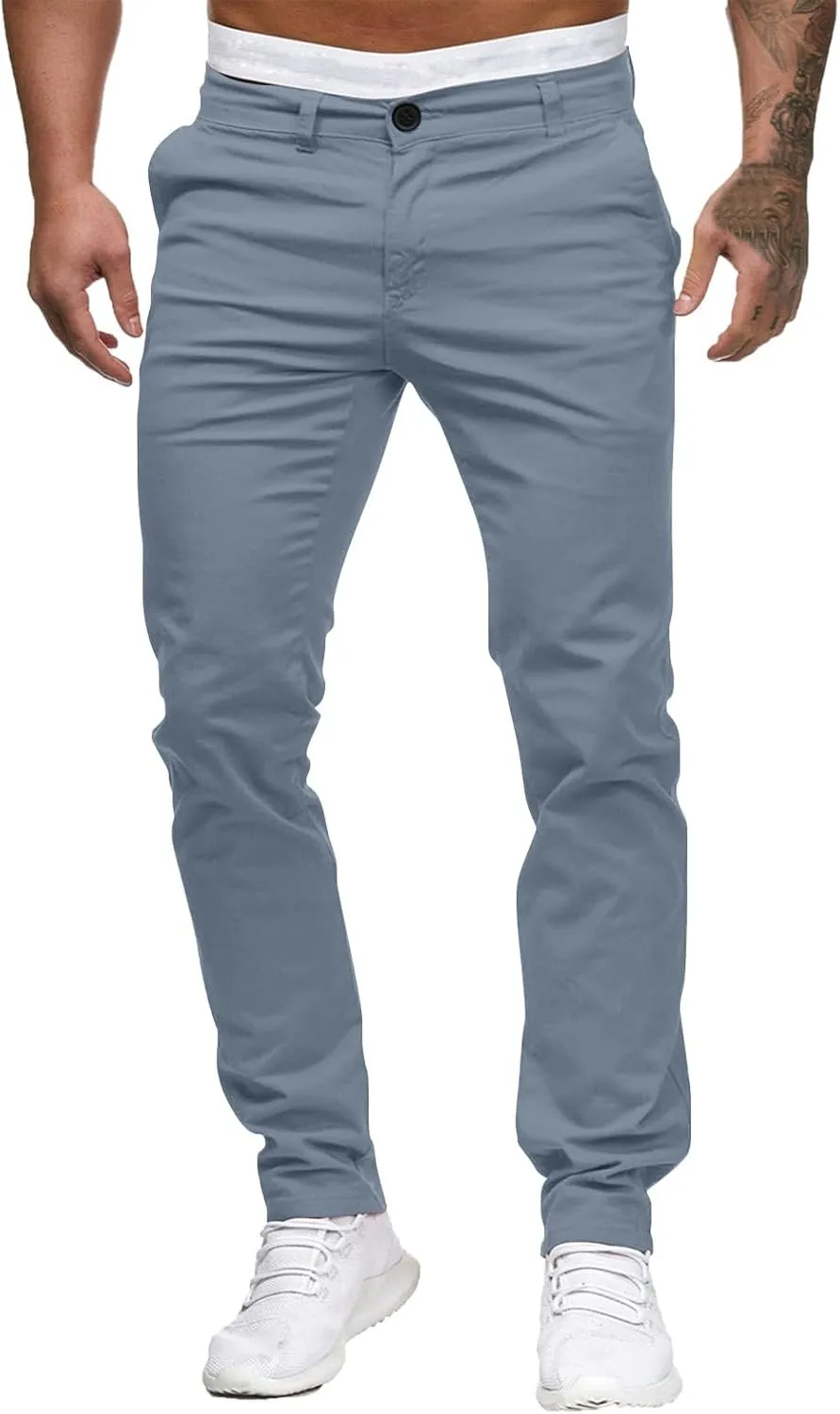Men's Waterproof Hiking Pants Slim Fit Joggers Stretch Quick Dry Outdoor Pants with Pockets Skinny Buttoned Trousers