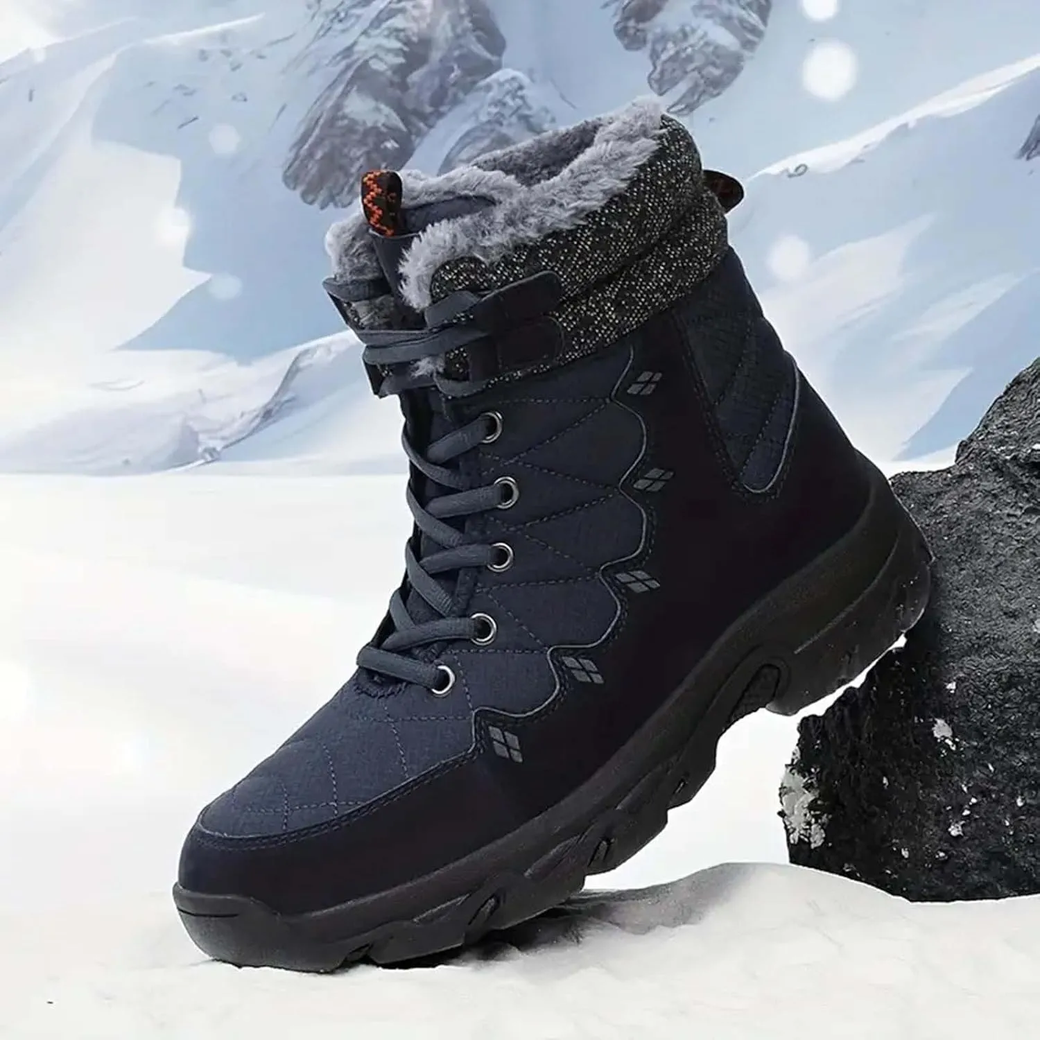 Men's Work Boots Soft Toe Hiking Sneakers Warm Fur Lined Womens Safety Shoes Steel Toe Winter Backpacking Snow Botas Warm Water Hike Grounded Footwear