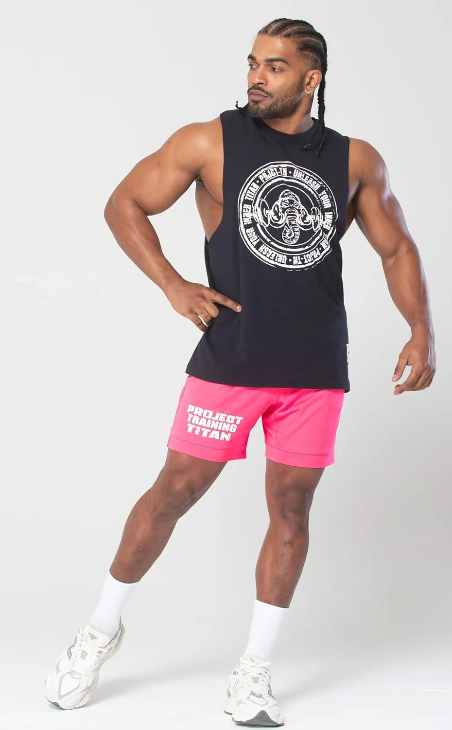 Men's Workout Drop Arm Tank Top Cut Off Sleeveless Gym Shirts