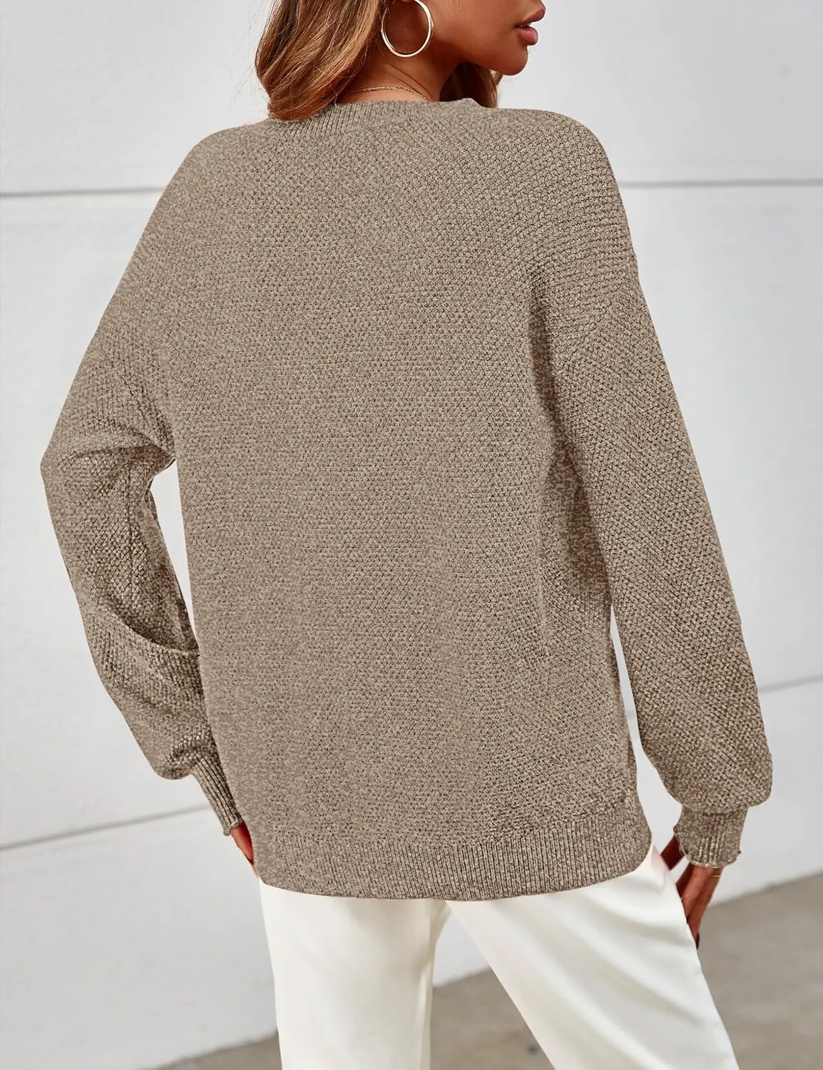 MEROKEETY Women's 2025 Fall Winter Oversized Pullover Sweater Trendy Crew Neck Long Sleeve Heathered Knit Jumper Tops