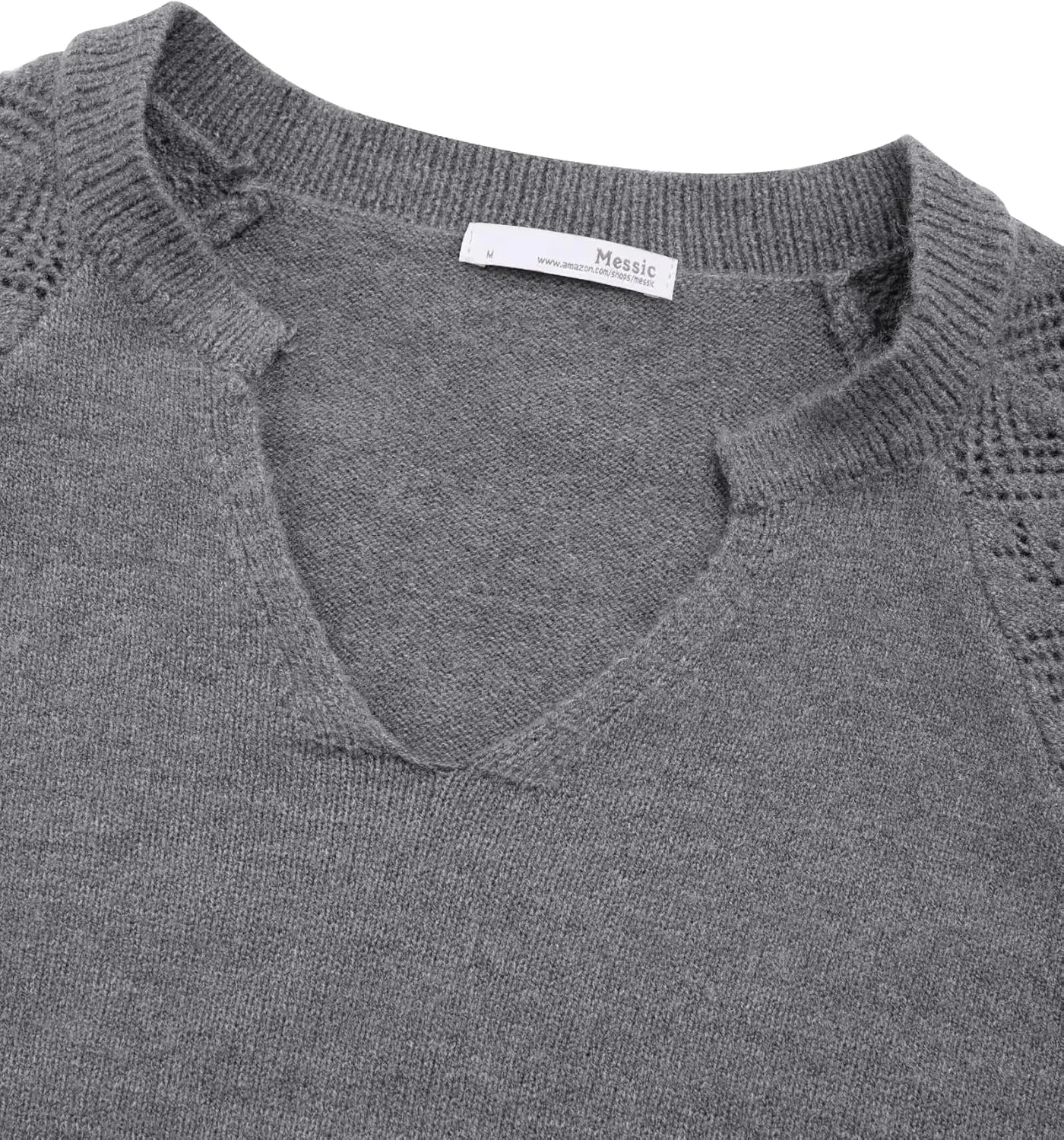 Messic Womens Pullover Sweaters 2024 Casual Long Sleeve V Neck Loose Knit Tops