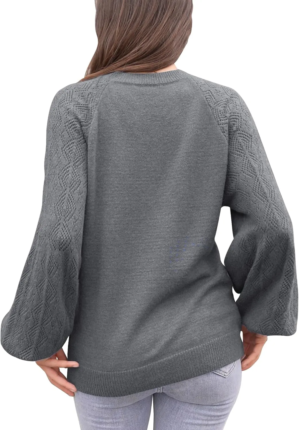 Messic Womens Pullover Sweaters 2024 Casual Long Sleeve V Neck Loose Knit Tops