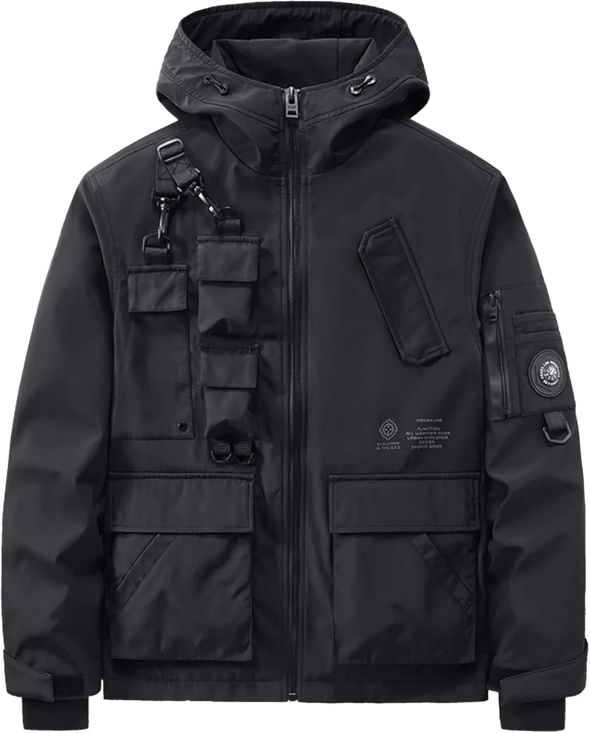 MFCT Men's Techwear Waterproof Windbreaker with Funnel Hoodie