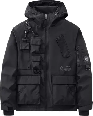 MFCT Men's Techwear Waterproof Windbreaker with Funnel Hoodie
