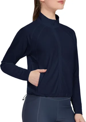 MIER Womens Athletic Jackets Light Weight Cropped Zip Up Workout Running Jacket UPF 50  Full Zip UV Shirts with Pockets