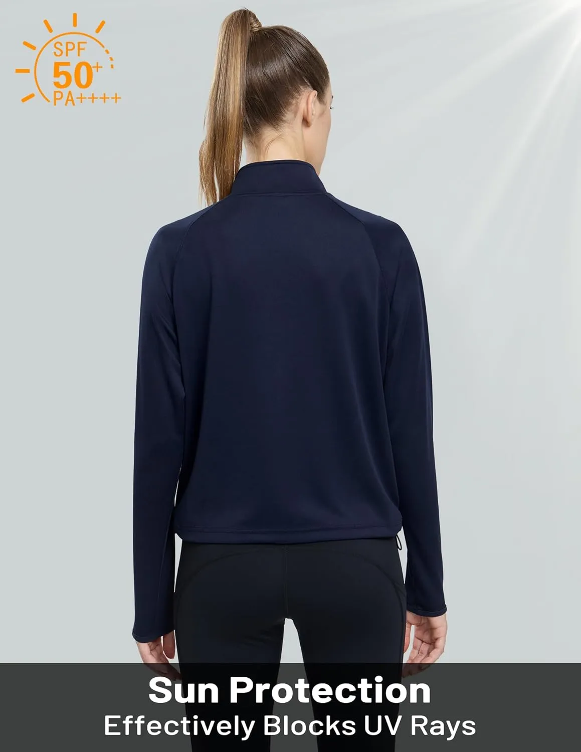 MIER Womens Athletic Jackets Light Weight Cropped Zip Up Workout Running Jacket UPF 50  Full Zip UV Shirts with Pockets