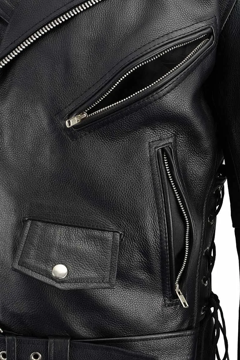Milwaukee Leather LKM1781 Men's The Legend Classic Black Premium Leather Motorcycle Jacket w/Quilted Liner