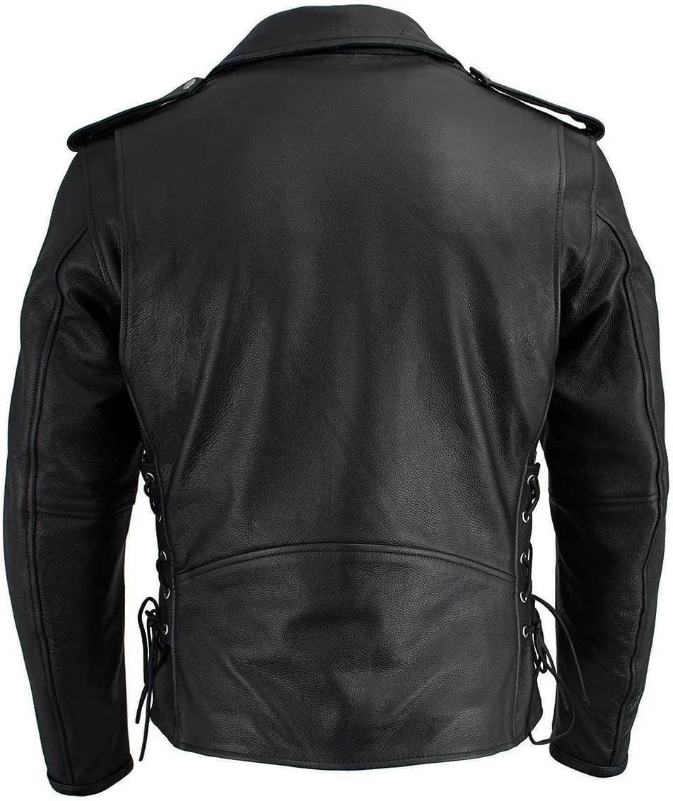 Milwaukee Leather LKM1781 Men's The Legend Classic Black Premium Leather Motorcycle Jacket w/Quilted Liner