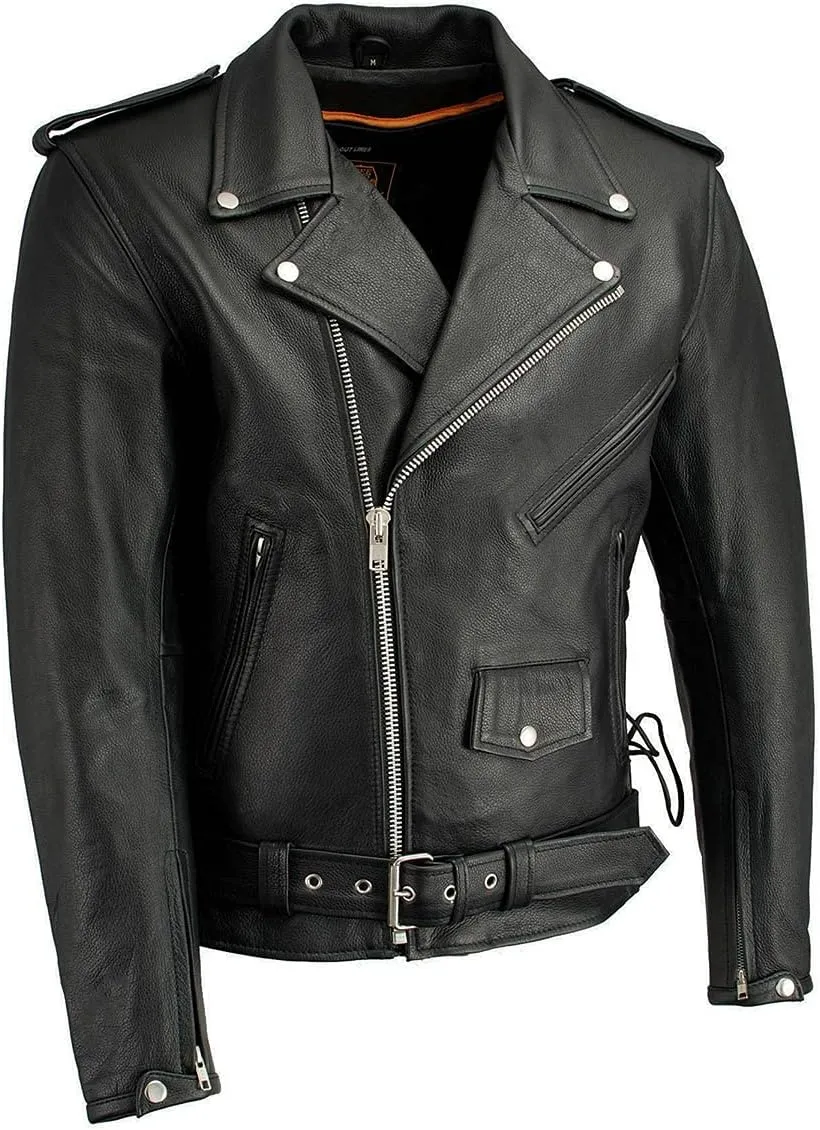 Milwaukee Leather LKM1781 Men's The Legend Classic Black Premium Leather Motorcycle Jacket w/Quilted Liner