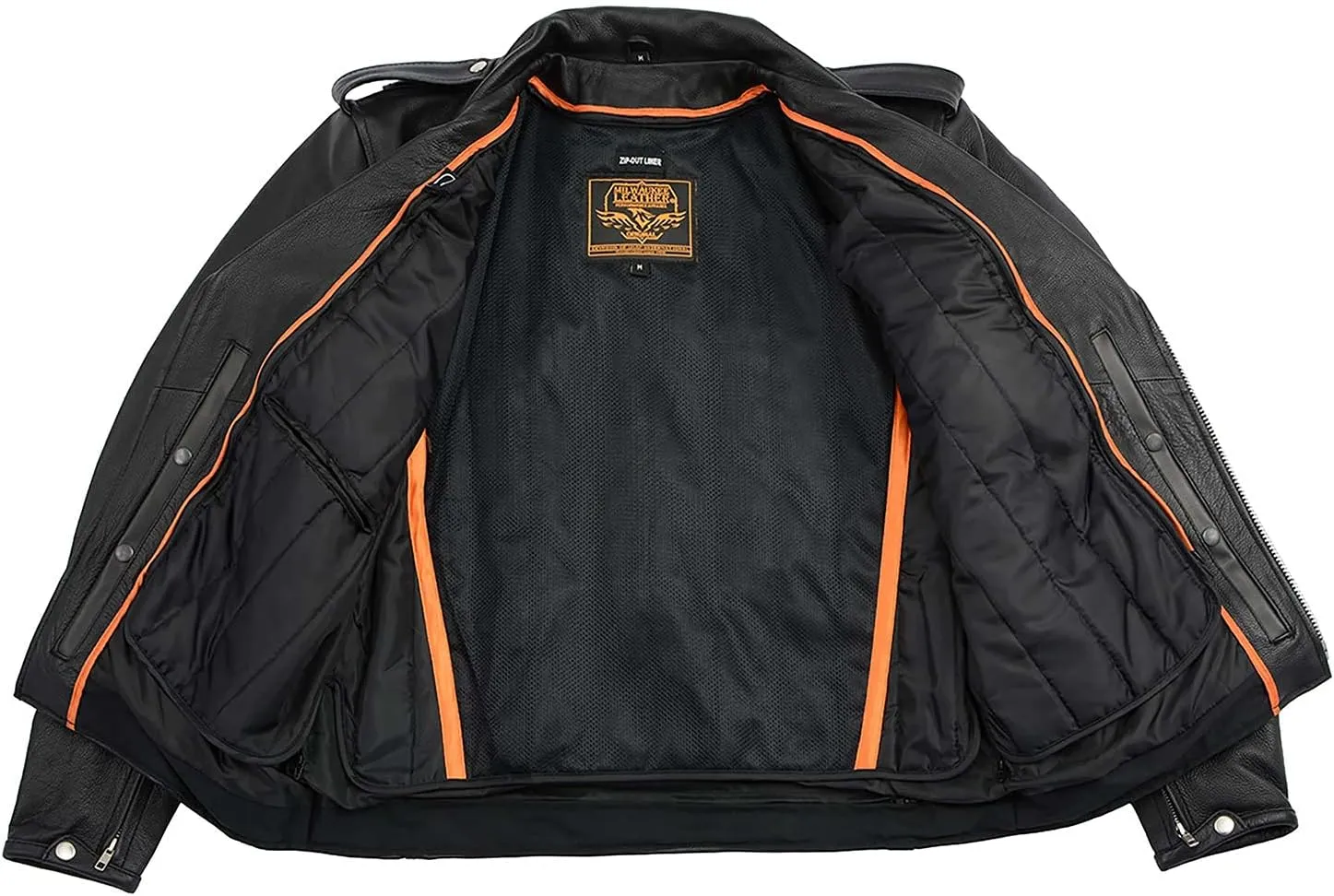 Milwaukee Leather LKM1781 Men's The Legend Classic Black Premium Leather Motorcycle Jacket w/Quilted Liner