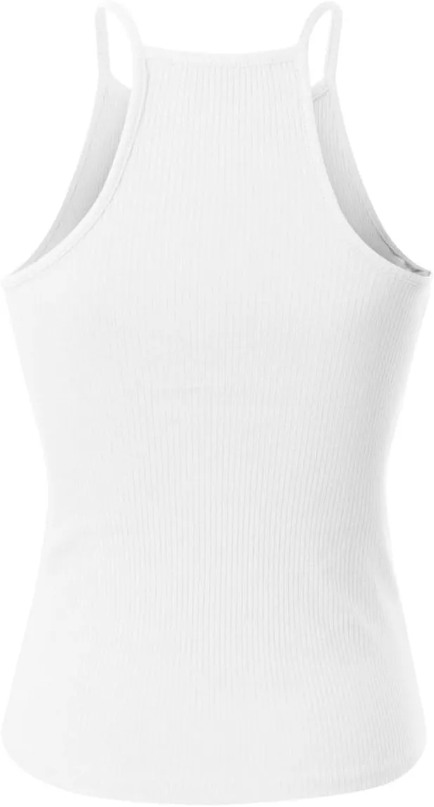 MixMatchy Women's Simple Casual Basic Active High Neck Ribbed Tank Top