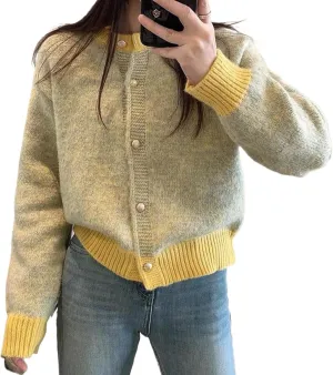 MOLERFO Color Block Cardigan Sweater Cute Sweaters Y2k Button Down Cropped Knit Cardigan Fall Sweater Trendy 2024