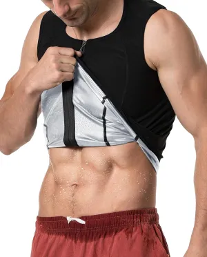 MOLLDAN Mens Polymer Sauna Vest Sweat Slimming Tank Top with Zipper