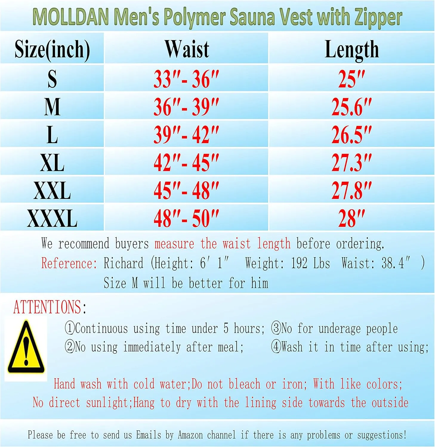 MOLLDAN Mens Polymer Sauna Vest Sweat Slimming Tank Top with Zipper