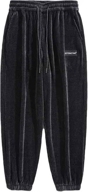 Muscularfit Wide Leg Pants for Men Fashion Casual Corduroy Drawstring Elastic Waist Baggy Pant Outdoor Fashion Sport Trousers
