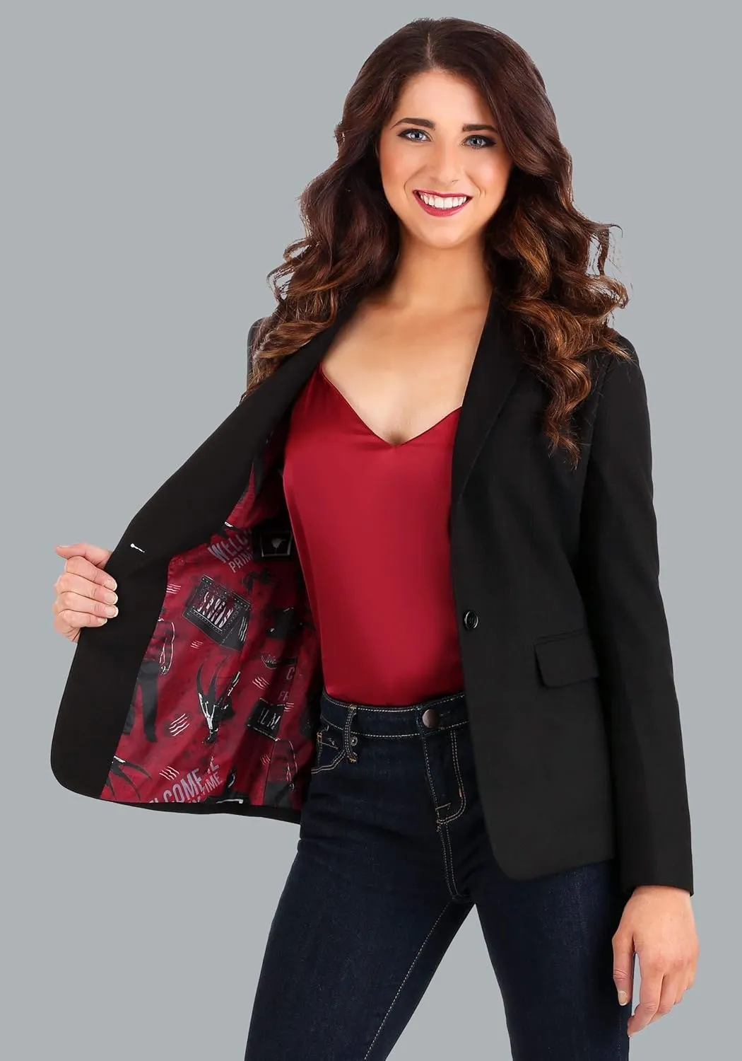 Nightmare on Elm Street Adult Freddy Kreuger Blazer for Women, Modern Style Black Nightmare on Elm Street Blazer