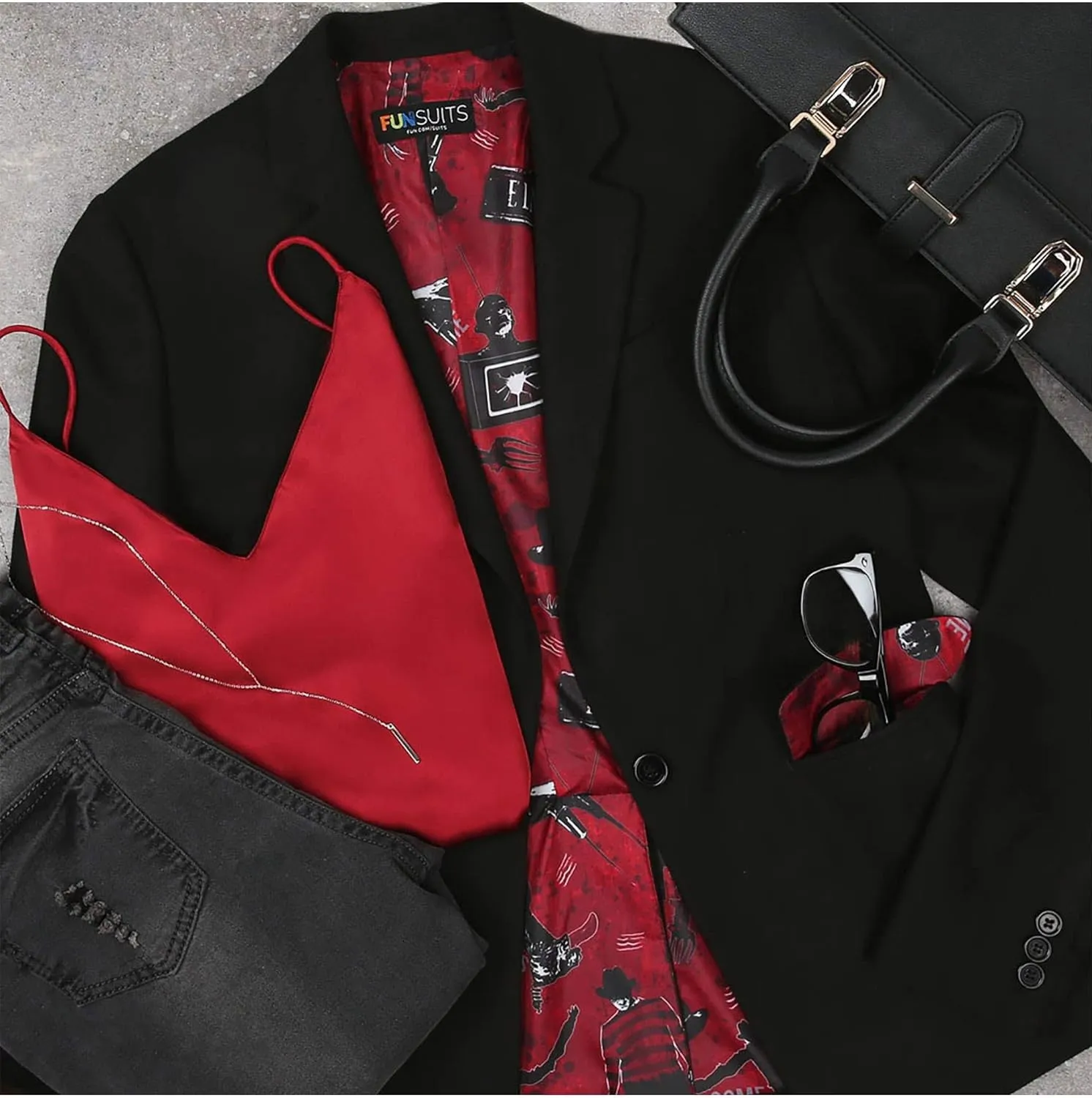 Nightmare on Elm Street Adult Freddy Kreuger Blazer for Women, Modern Style Black Nightmare on Elm Street Blazer