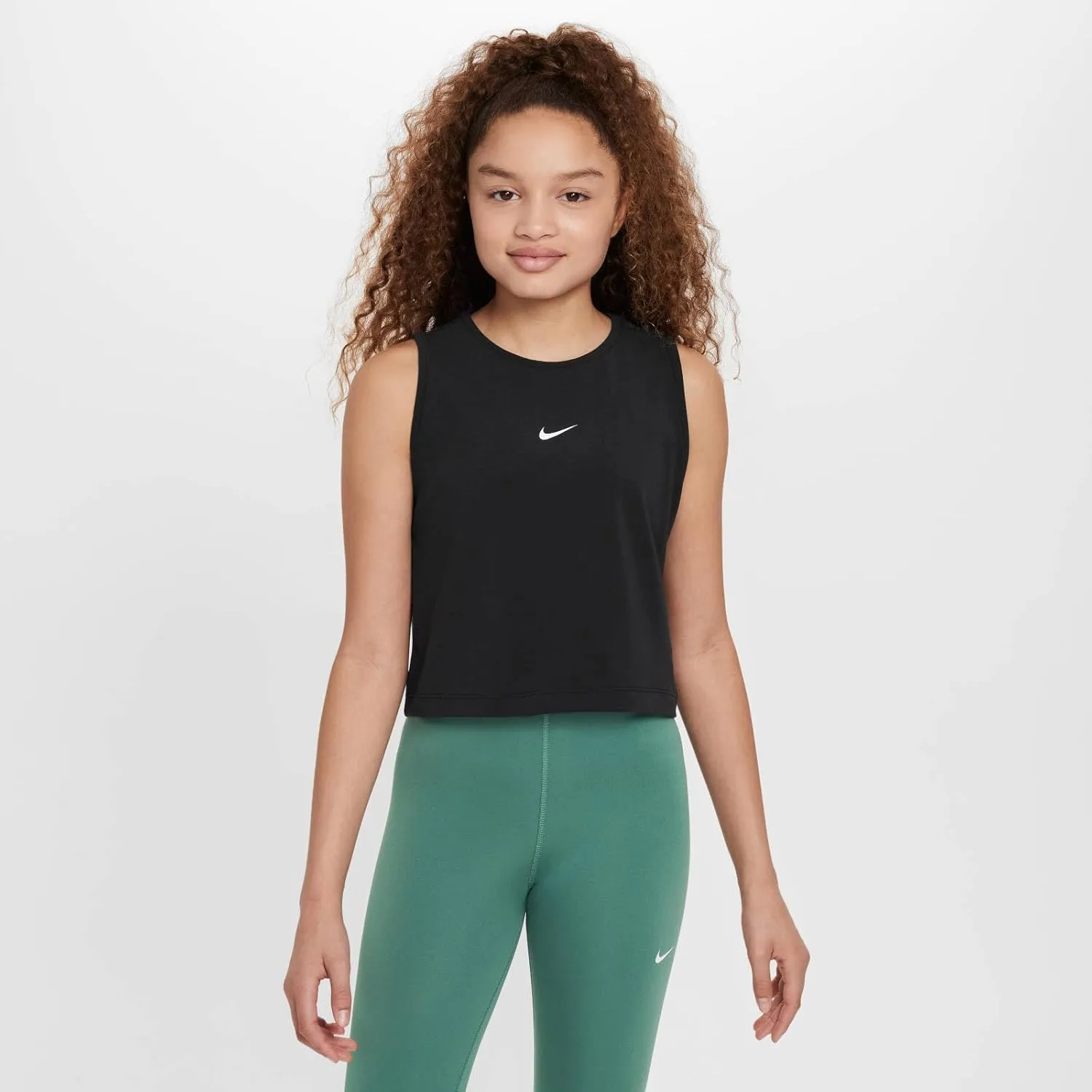 Nike Pro Girls' Dri-FIT Training Tank Top (Black/White, FV2422-010)