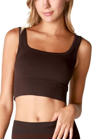 NIKIBIKI Women Seamless Chevron Ribbed Crop Top, Made in U.S.A, One Size