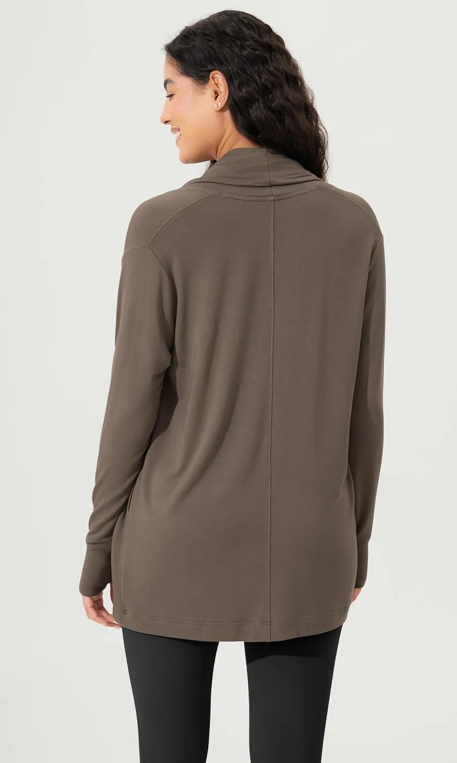 ODODOS Women's Drape Open Front Cardigans Cozy Soft Long Sleeve Casual Wrap Outerwear with Pockets Thumb Hole