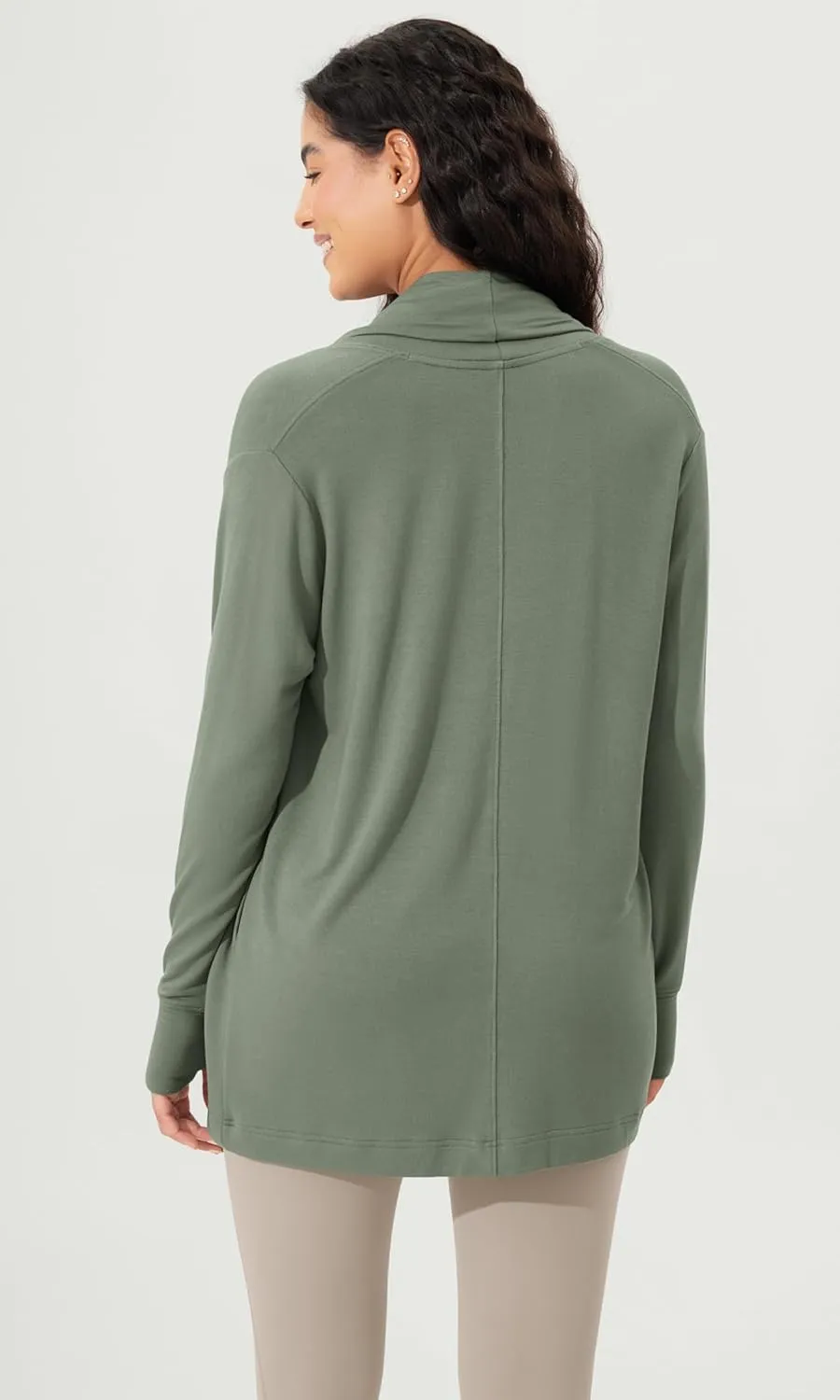 ODODOS Women's Drape Open Front Cardigans Cozy Soft Long Sleeve Casual Wrap Outerwear with Pockets Thumb Hole