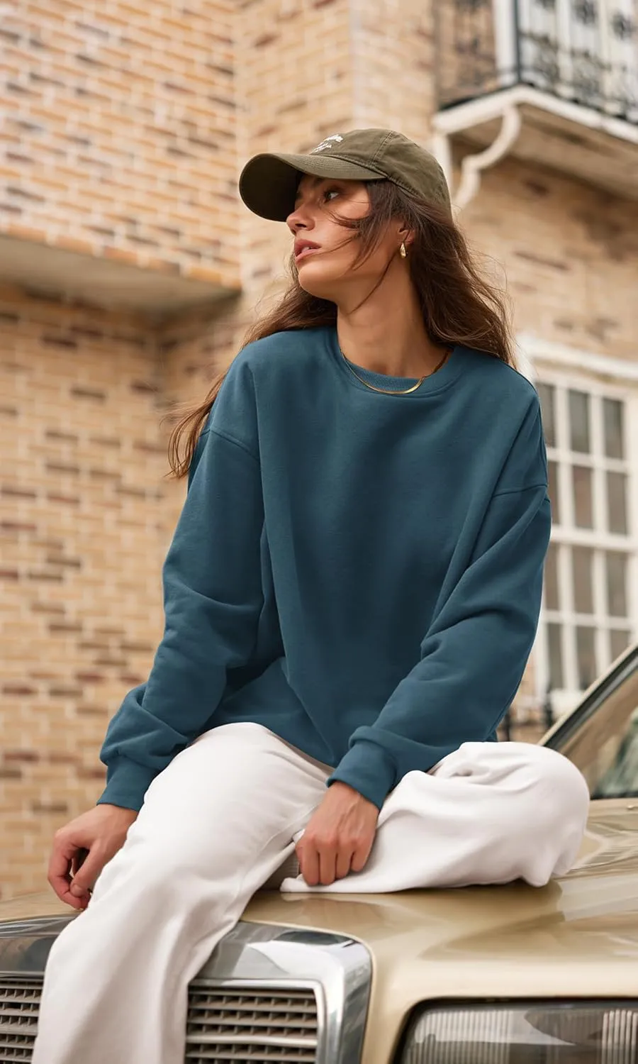 ODODOS Women's Fleece Lined Oversized Sweatshirts Long Sleeve Crew Neck Pullover Top