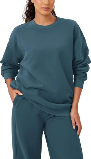 ODODOS Women's Fleece Lined Oversized Sweatshirts Long Sleeve Crew Neck Pullover Top