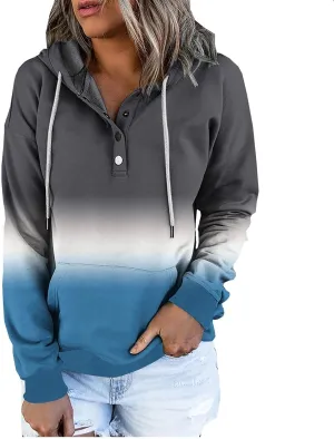 Oversized Hoodies for Women Fall Fashion Button Down Loose Fit Sweatshirt Long Sleeve Cute Drawstring Workout Hoodie