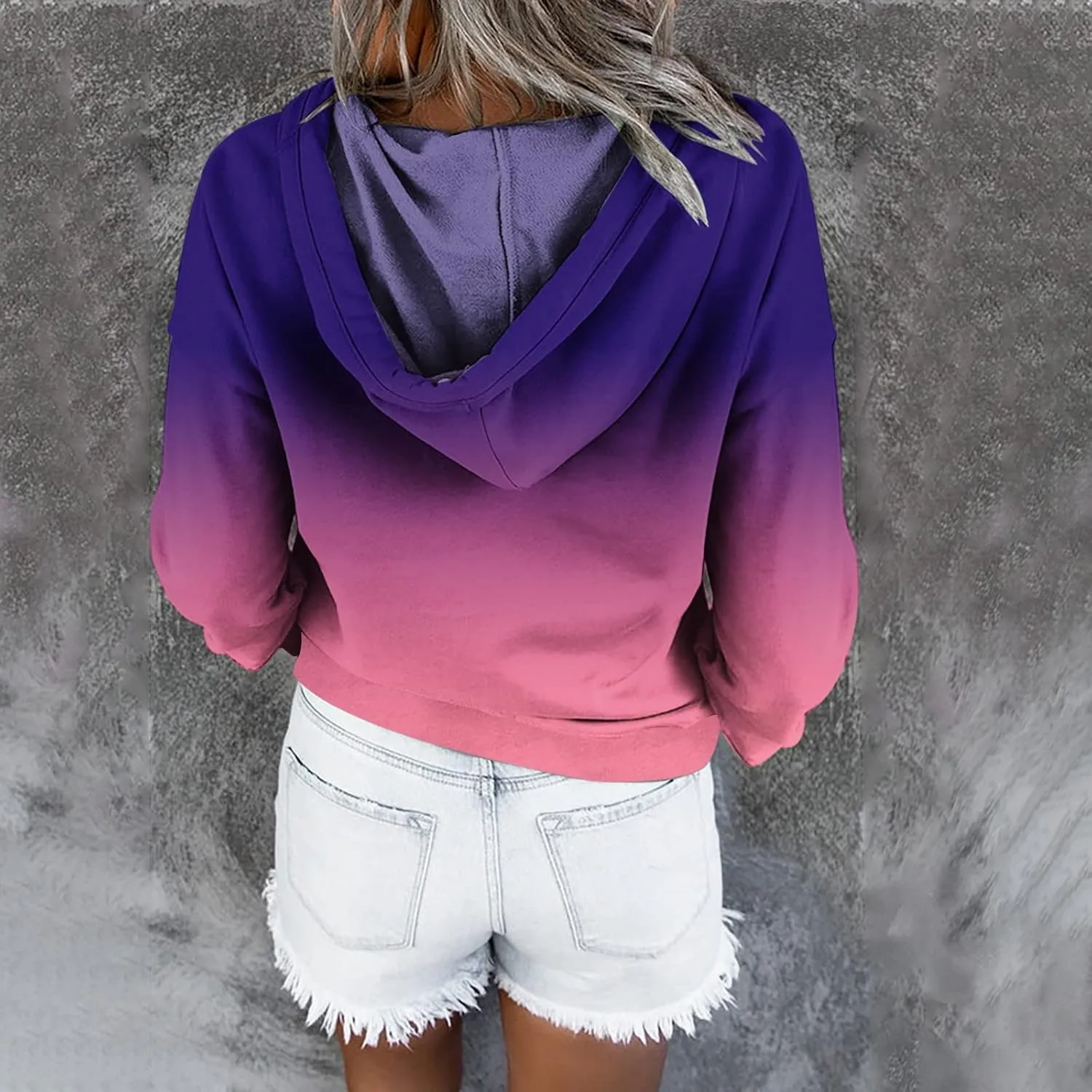 Oversized Hoodies for Women Fall Fashion Button Down Loose Fit Sweatshirt Long Sleeve Cute Drawstring Workout Hoodie