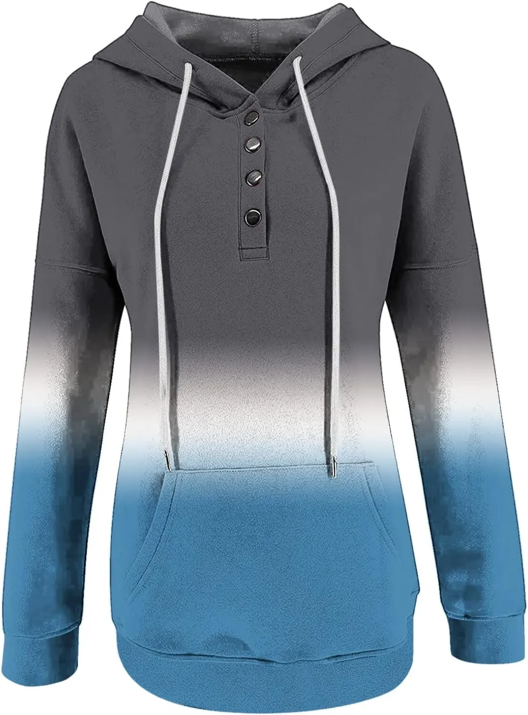 Oversized Hoodies for Women Fall Fashion Button Down Loose Fit Sweatshirt Long Sleeve Cute Drawstring Workout Hoodie