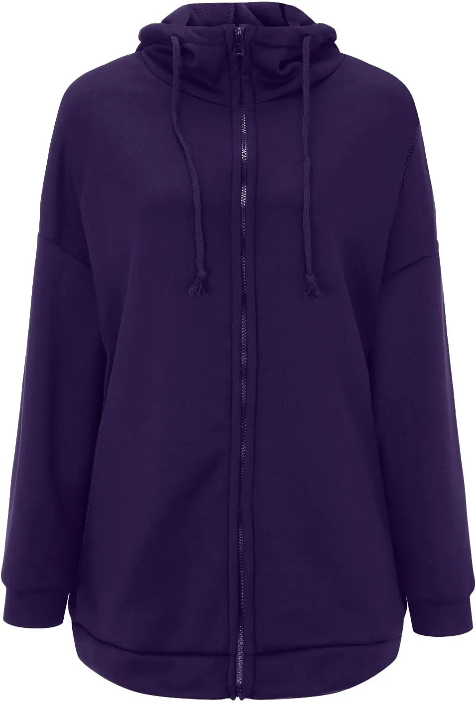 Oversized Hoodies for Women Fall Zip up Hooded Sweatshirts Casual Soild Color Long Fleece Jacket with Pockets