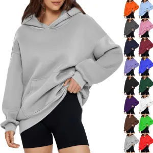 Oversized Hoodies for Women Fleece Pullover Pocket Loose Fit Y2k Hoodie Preppy Cute Sweatshirts Winter Sweaters