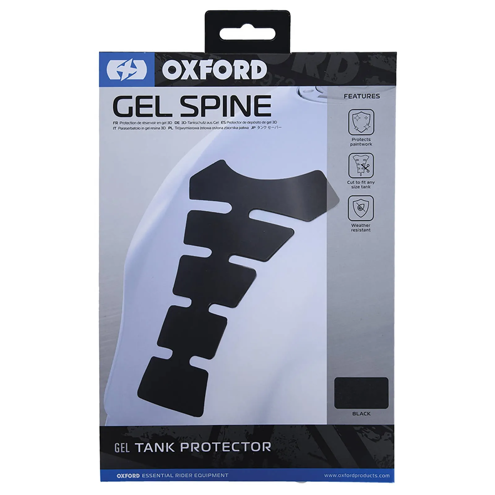 OXFORD ORIGINAL SPINE GEL TANK PAD - BLK (replaces OXOF838)