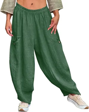 Pants Linen Women Summer Cotton Linen Summer Pant Womens Lightweight Cotton Trousers for Summer