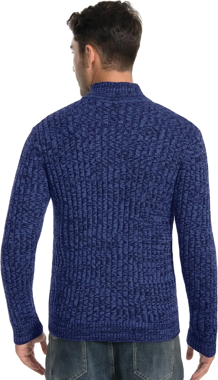 Pioneer Camp Men's Cardigan Sweaters Full Zip Up Stand Collar Slim Fit Casual Knitted Sweater with 2 Front Pockets