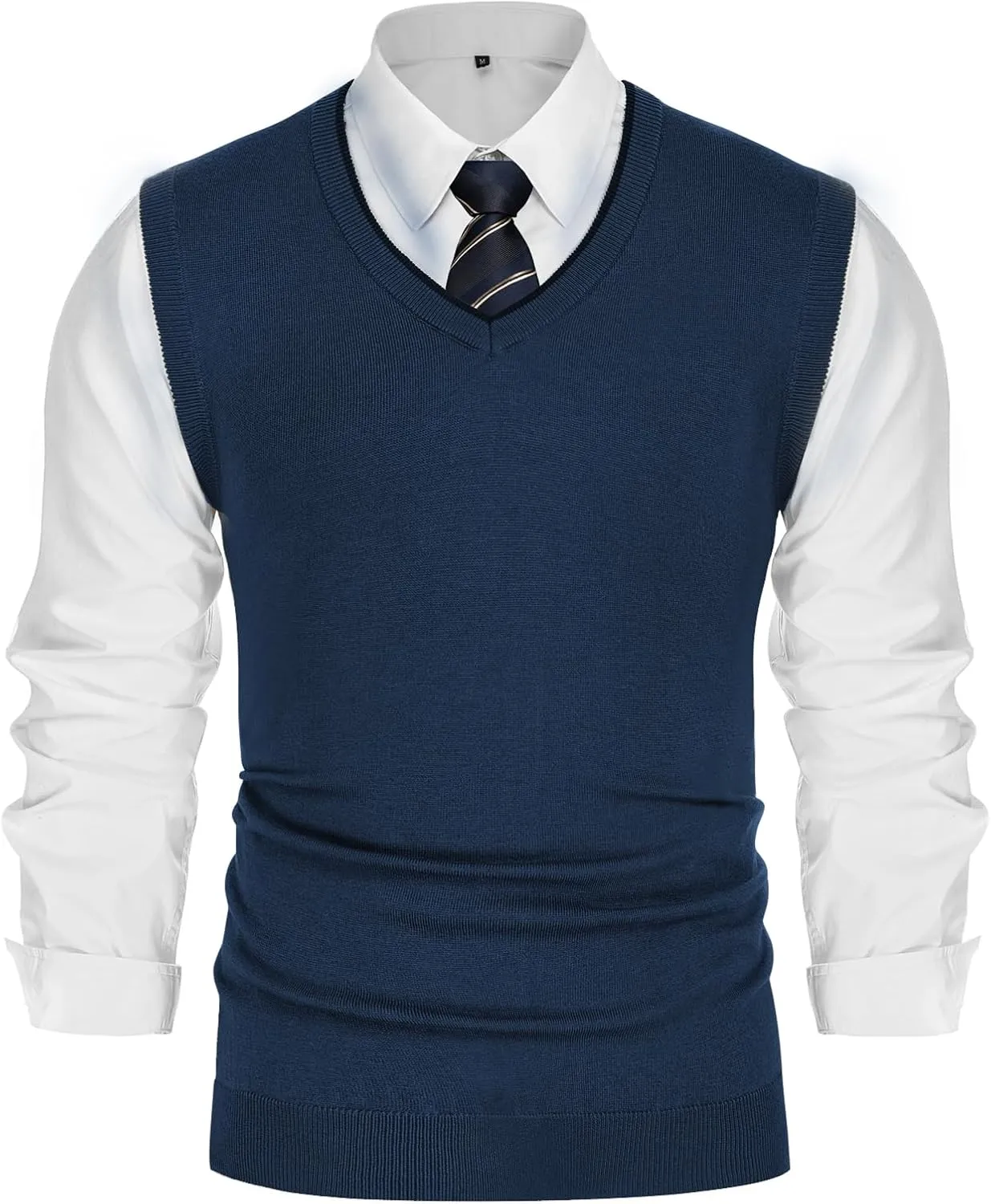 PJ PAUL JONES Mens Sweater Vest Wool Blended Knitted Vest Sweaters V-Neck Sleeveless Pullover Vests