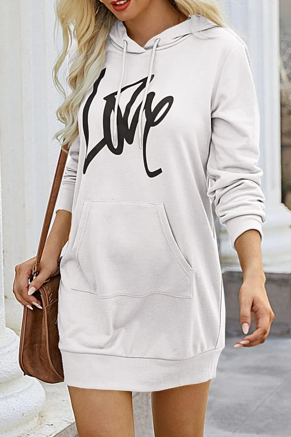 PRETTYGARDEN Women's Hooded Sweatshirt Fall Fashion Drawstring Lightweight Long Sleeve Pullover Hoodie Dress