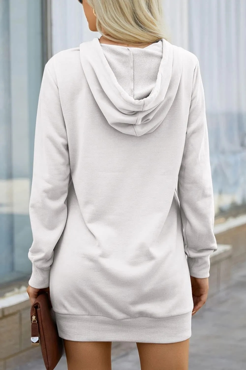 PRETTYGARDEN Women's Hooded Sweatshirt Fall Fashion Drawstring Lightweight Long Sleeve Pullover Hoodie Dress