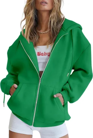 PRETTYGARDEN Women's Zip Up Y2K Hoodies Casual Long Sleeve Track Jackets with Pockets