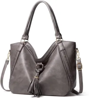 Purse Large Top Handle Handbag with Tassels Womens Tote Shoulder Leather Hobo