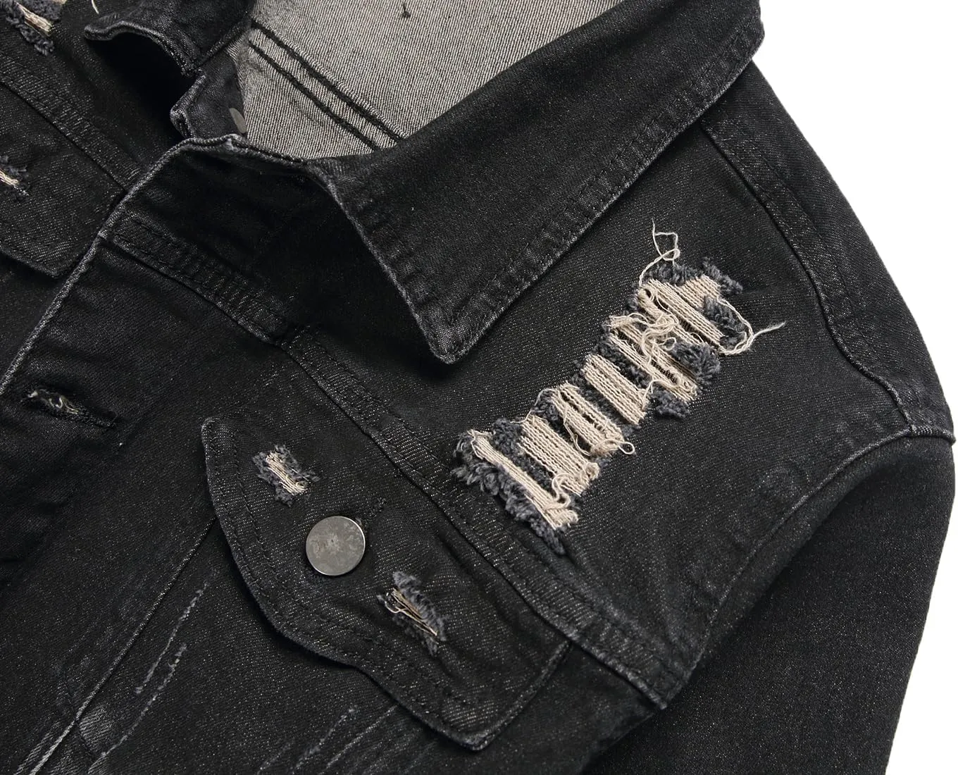 QIMYUM Jean Jacket For Men, Distressed Slim Denim Jacket