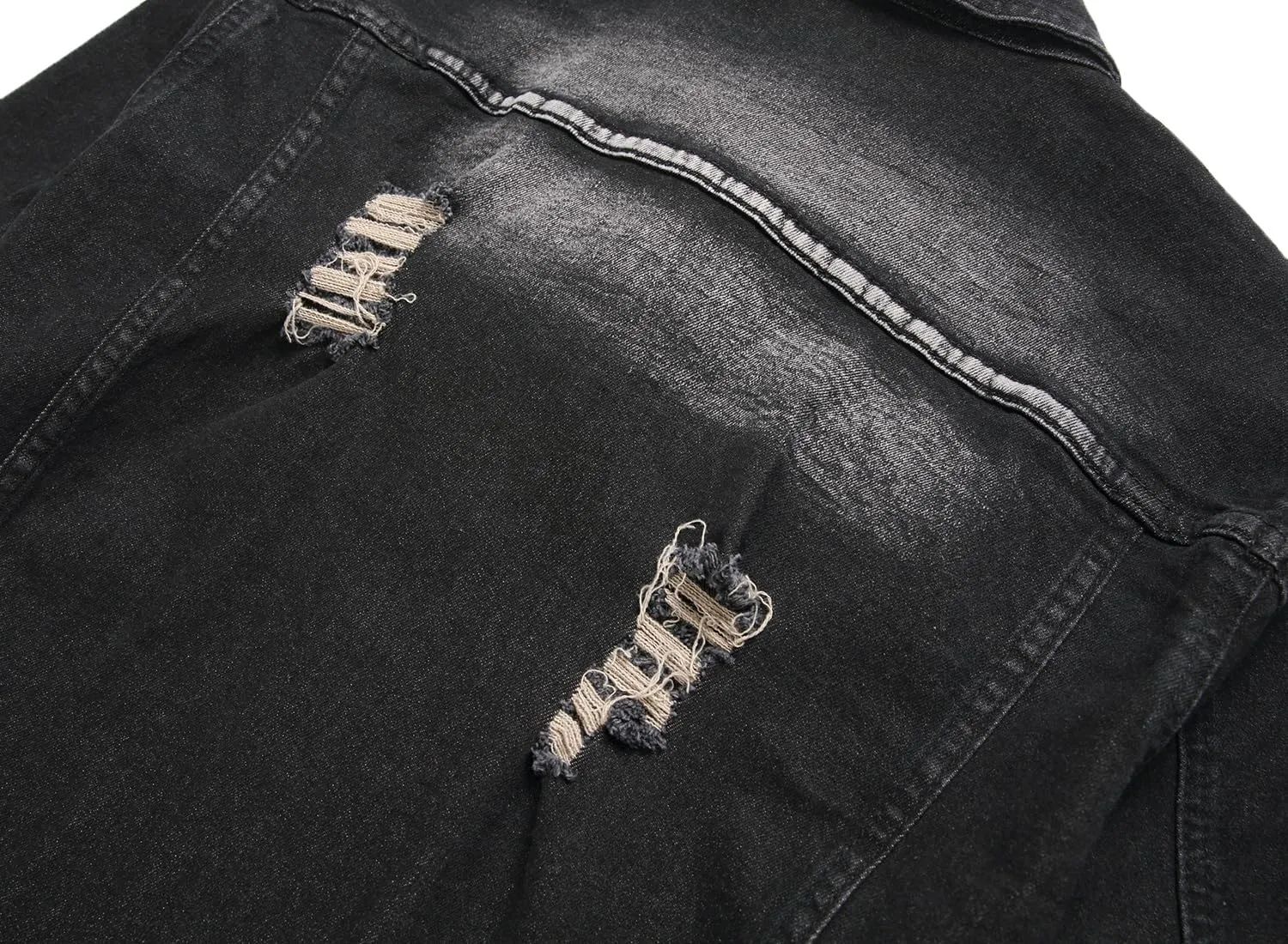 QIMYUM Jean Jacket For Men, Distressed Slim Denim Jacket