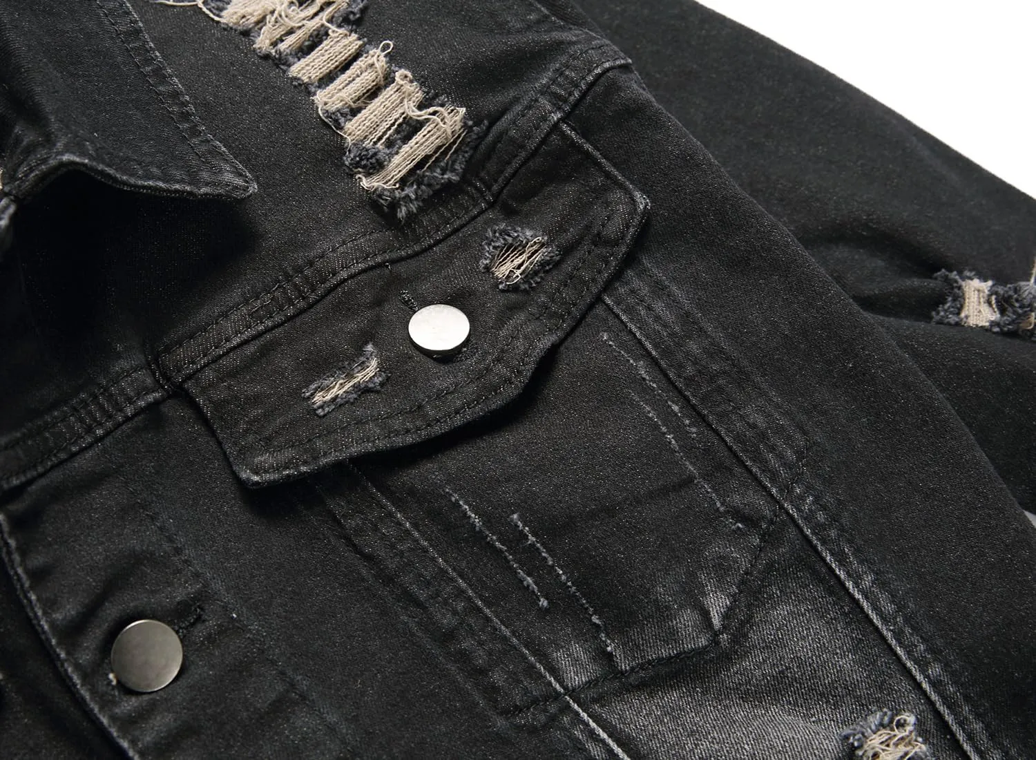 QIMYUM Jean Jacket For Men, Distressed Slim Denim Jacket