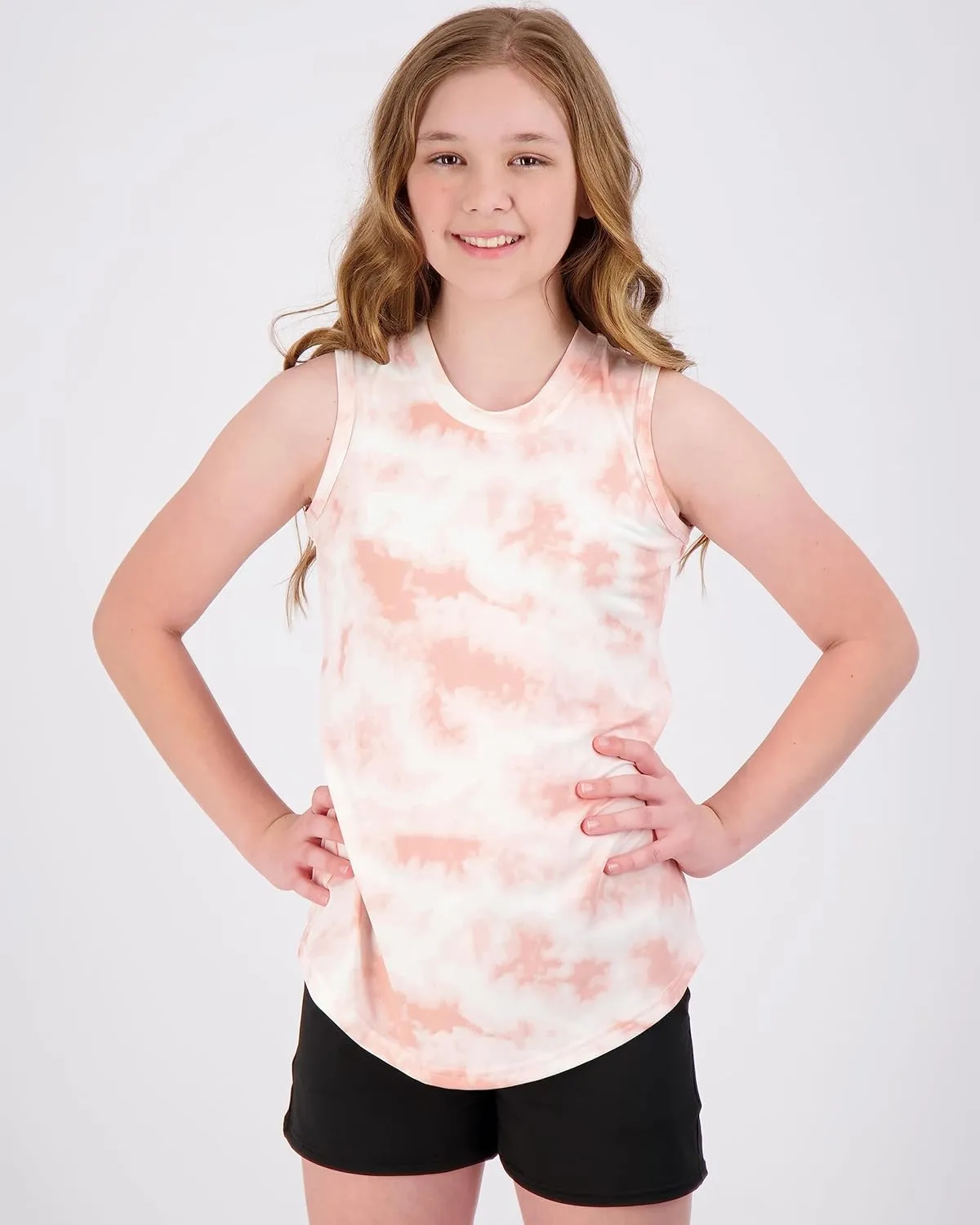 Real Essentials 4 Pack: Girls Active Dry Fit Performance Tank Top