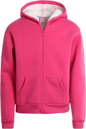 Real Love Girls' Sweatshirt - Heavyweight Fully Sherpa Lined Super Soft Plush Zip Hoodie - Winter Sweatshirt, 7-16