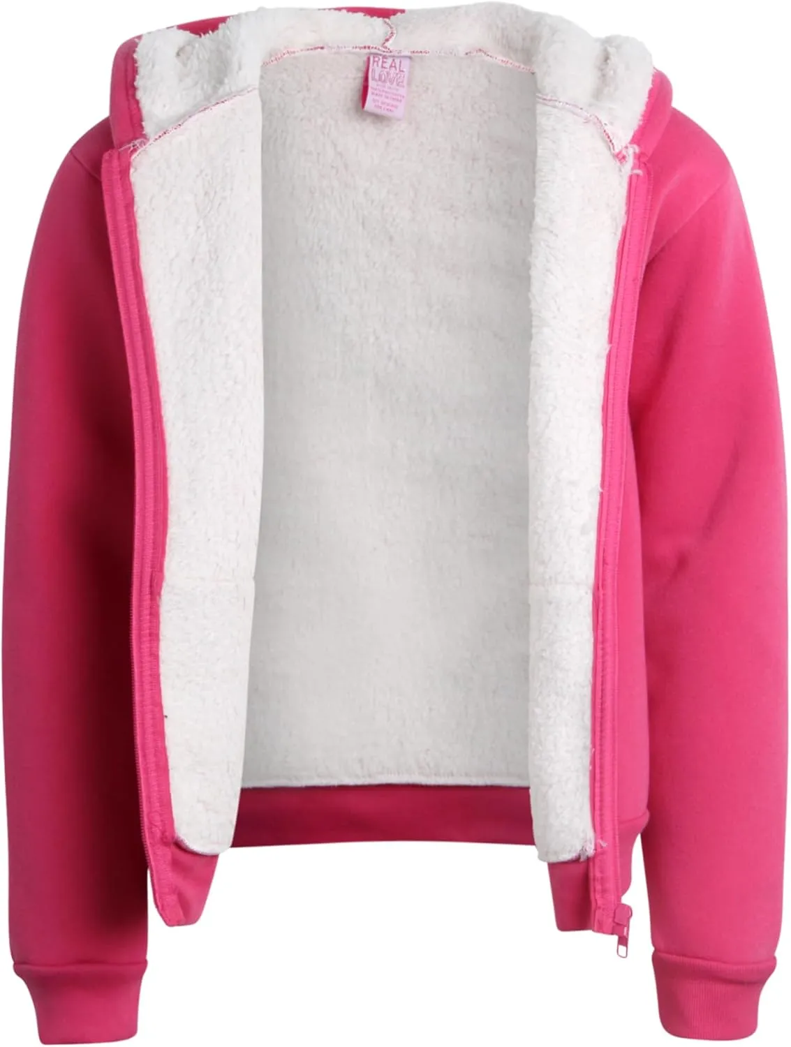 Real Love Girls' Sweatshirt - Heavyweight Fully Sherpa Lined Super Soft Plush Zip Hoodie - Winter Sweatshirt, 7-16