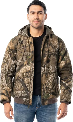 Realtree Men's Insulated Duck Quilted Lined Full Zip Hoodie