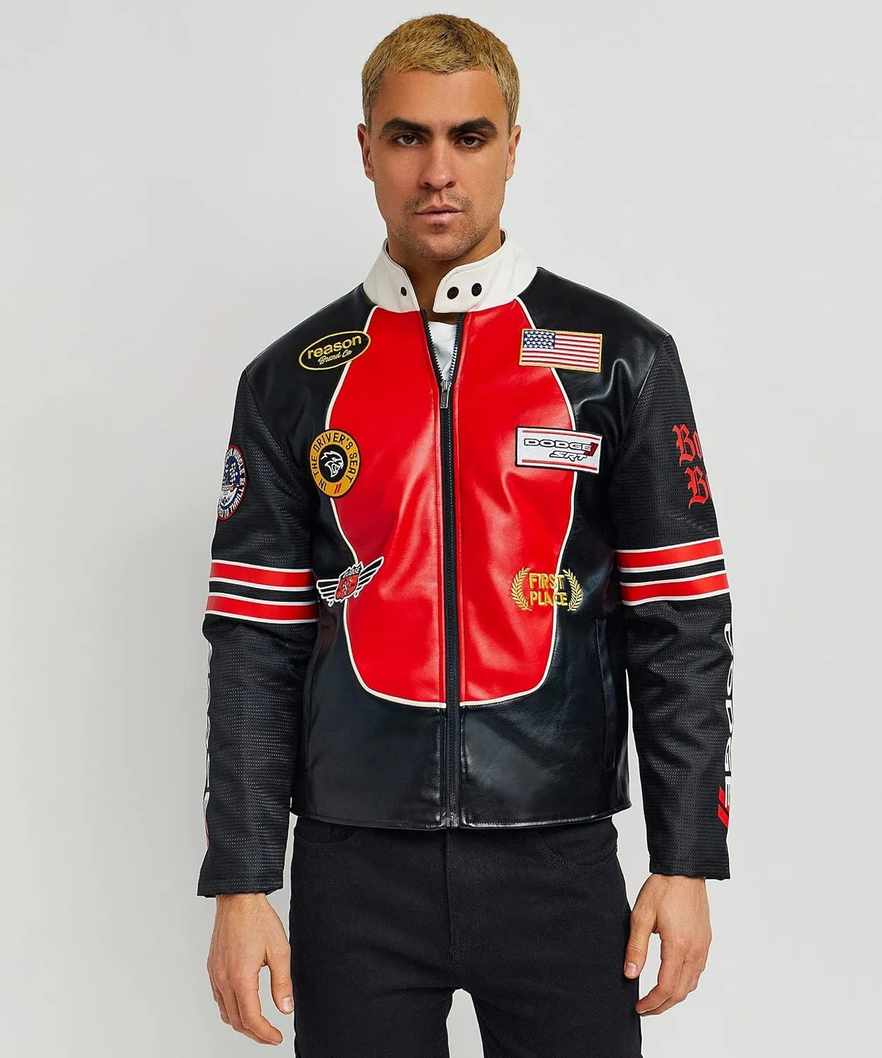 Reason Mens Moto Jacket, Casual Fashion Outerwear, Lightweight Waterproof Zipper Jackets, Dodge Moto Jacket